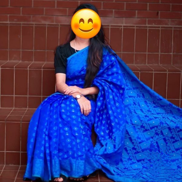 Nil jamdani saree combo - Image 3