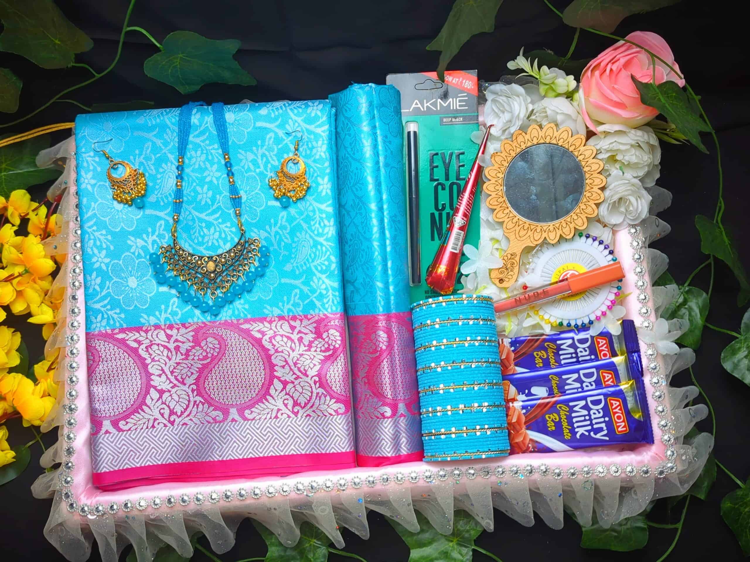 Kanchhi Katan gift set with jewelry and beauty products for special occasions.