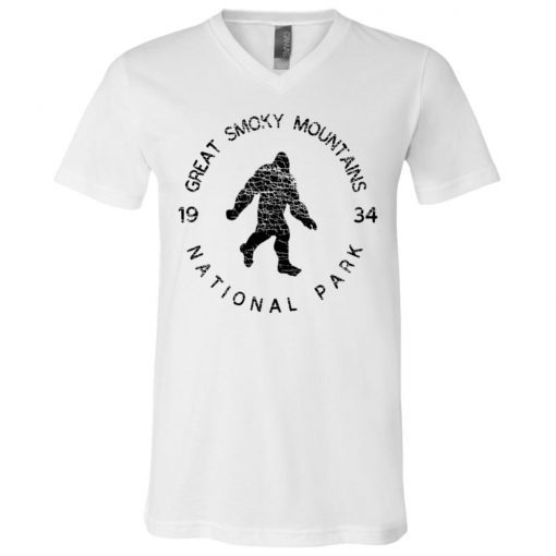 Great Smoky Mountains National Park Sasquatch Yeti Bigfoot V-Neck T-Shirt