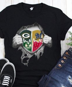 Green bay packers milwaukee brewers milwaukee bucks wisconsin badgers inside me shirt