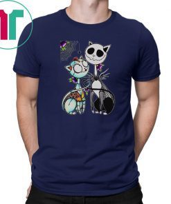 Jack skellington and sally cat shirt