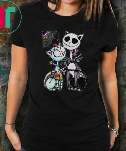 Jack skellington and sally cat shirt
