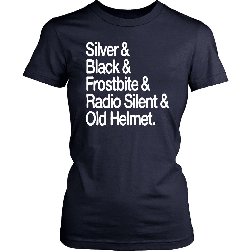 Silver Black Frostbite Radio Silent & Old Helmet T-Shirt Antonio Brown Oakland Raiders