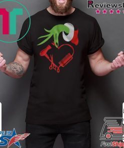 Grinch Hand Holding A Barber Items Christmas Style Shirt