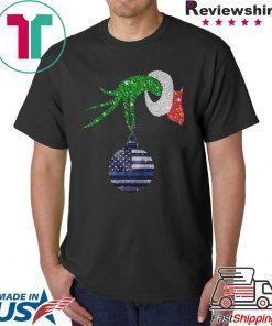 Grinch hand holding Ornament Police Christmas shirt