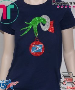 Grinch hand holding US postal service ornament shirt