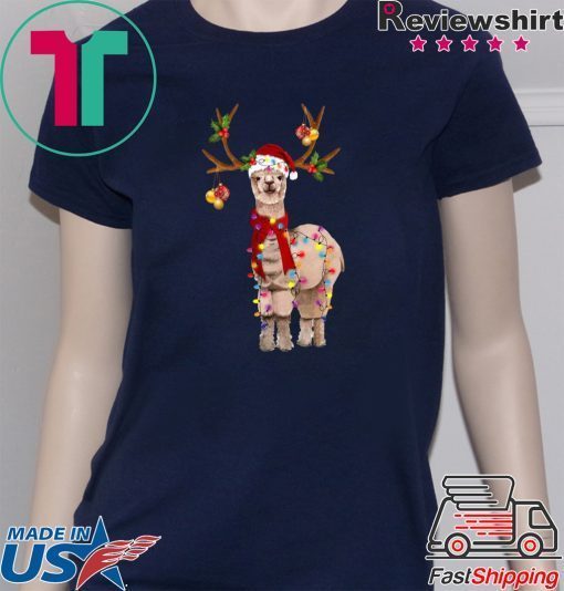 Llama Reindeer Christmas Light shirt