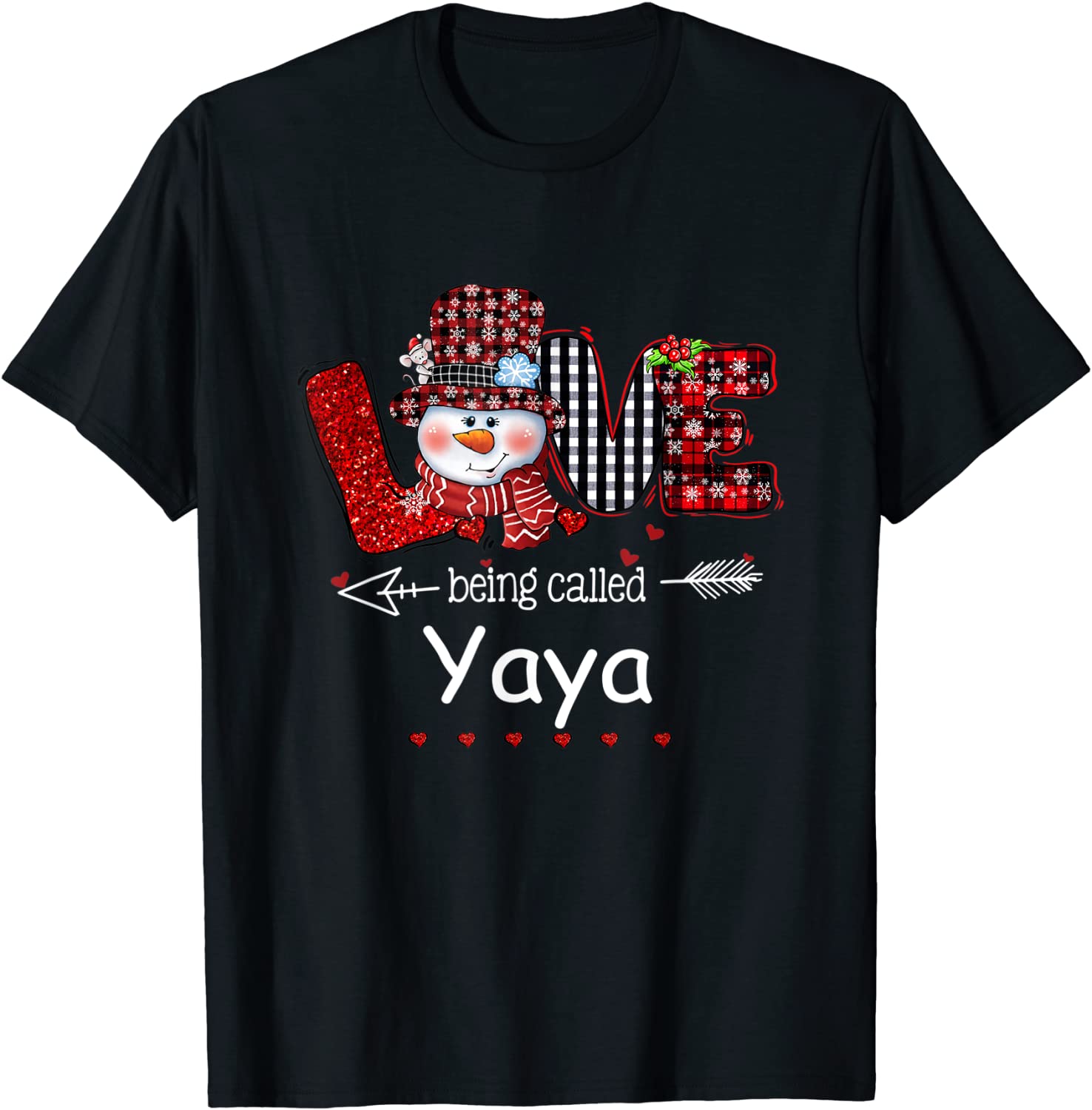 Love being called Yaya Snowman Christmas Red Plaid Unisex Shirt