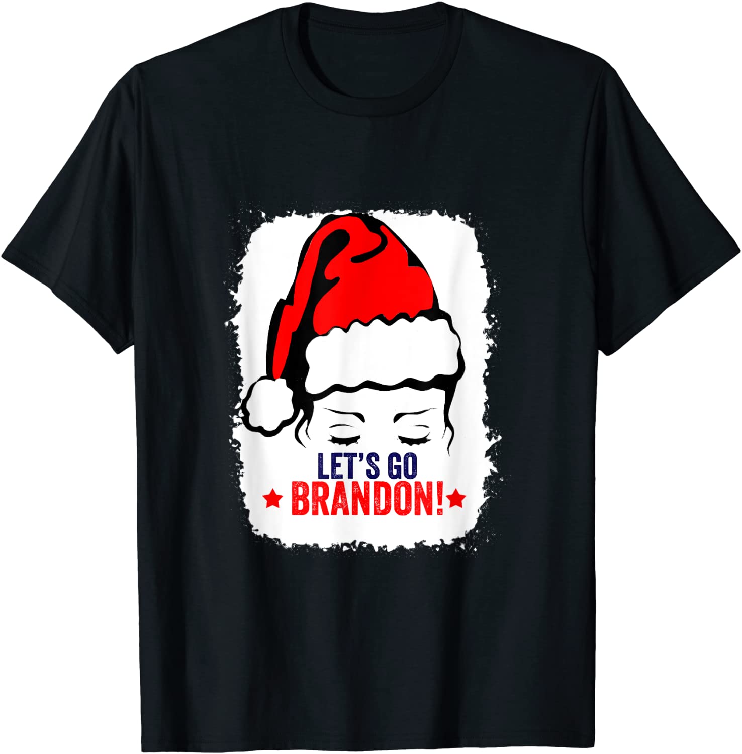 Messy Bun Let's Go Brandon US Flag Merry Christmas 2021 Shirt