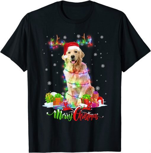 Golden Retriever Dog Merry Christmas Party Family Gift Shirt