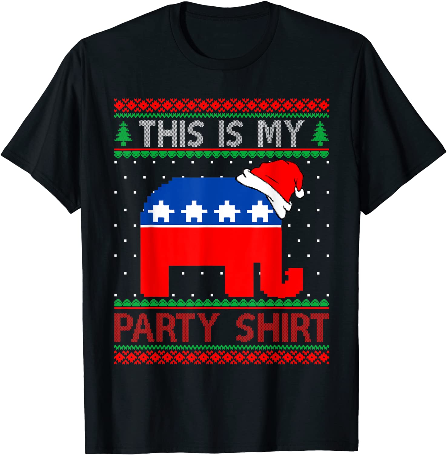 Santa Democrat This Is My Party Christmas Ugly Sweater Classic Shirt
