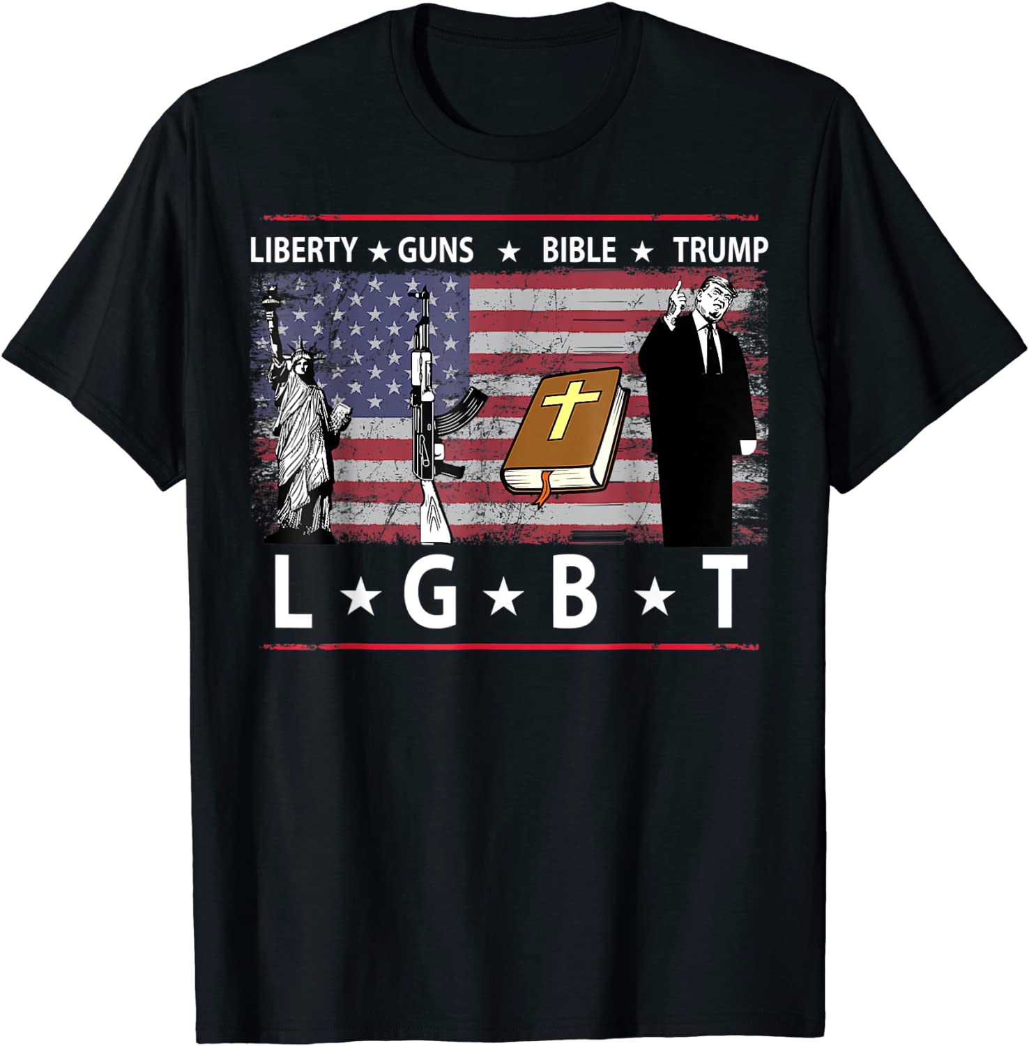 Liberty Guns Bible Trump LGBT Parody 2022 Unisex Shirt