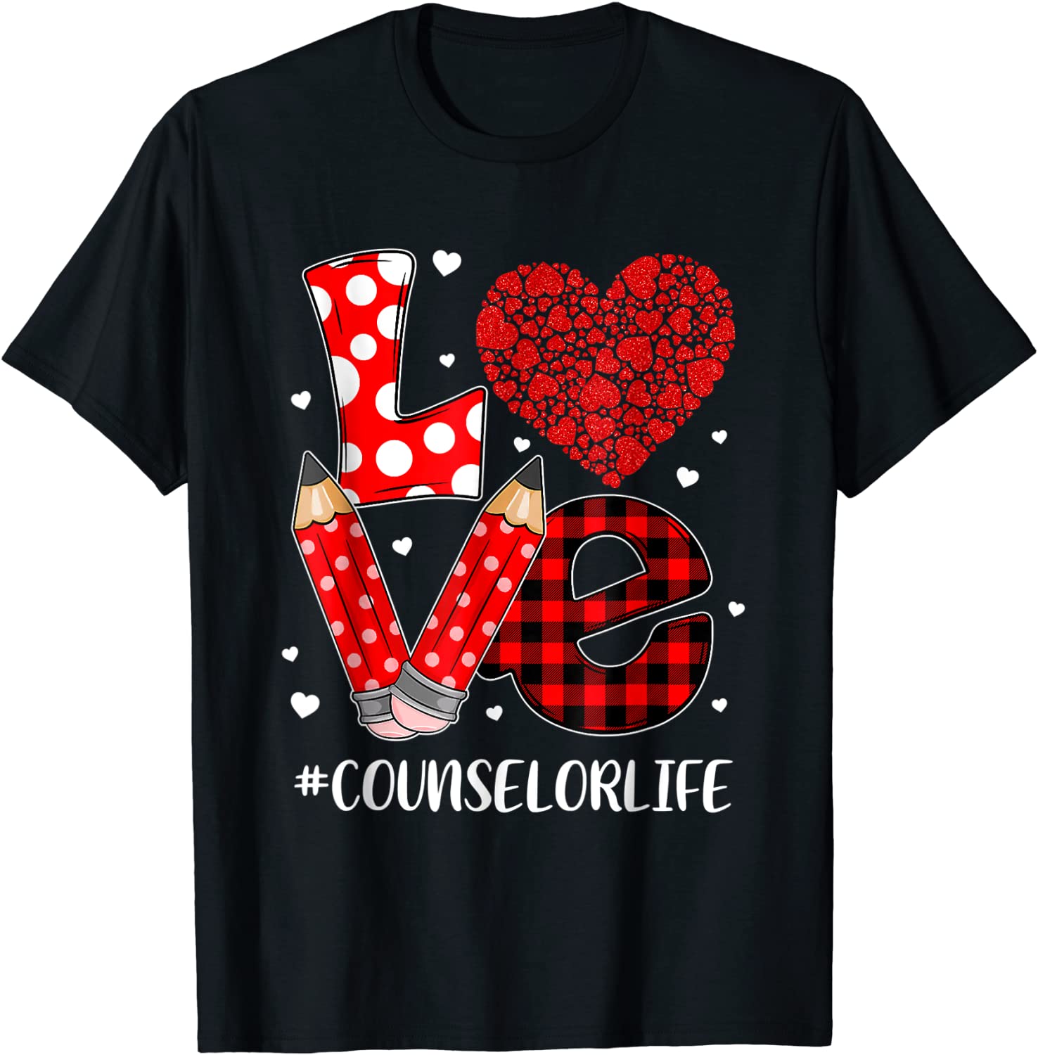 Plaid Heart LOVE Counselor Valentine Day Christmas Classic Shirt