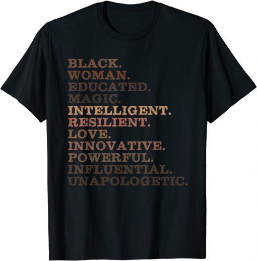 Black Woman Educated Magic BHM African History Melanin T-Shirt