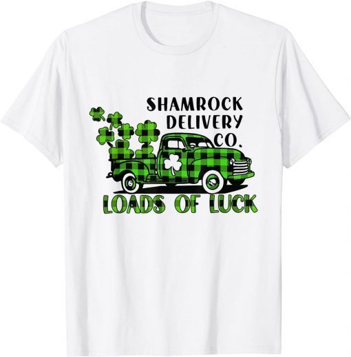 Loads of Luck Buffalo Plaid Truck Shamrock St. Patrick Day Gift Shirt