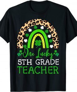 One Lucky To Be A 5th Grade Teacher St Patrick's Day Leopard T-Shirt