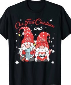 Our First Christmas As Mr and Mrs 2023 Couple Gnomes Xmas Tee Shirt
