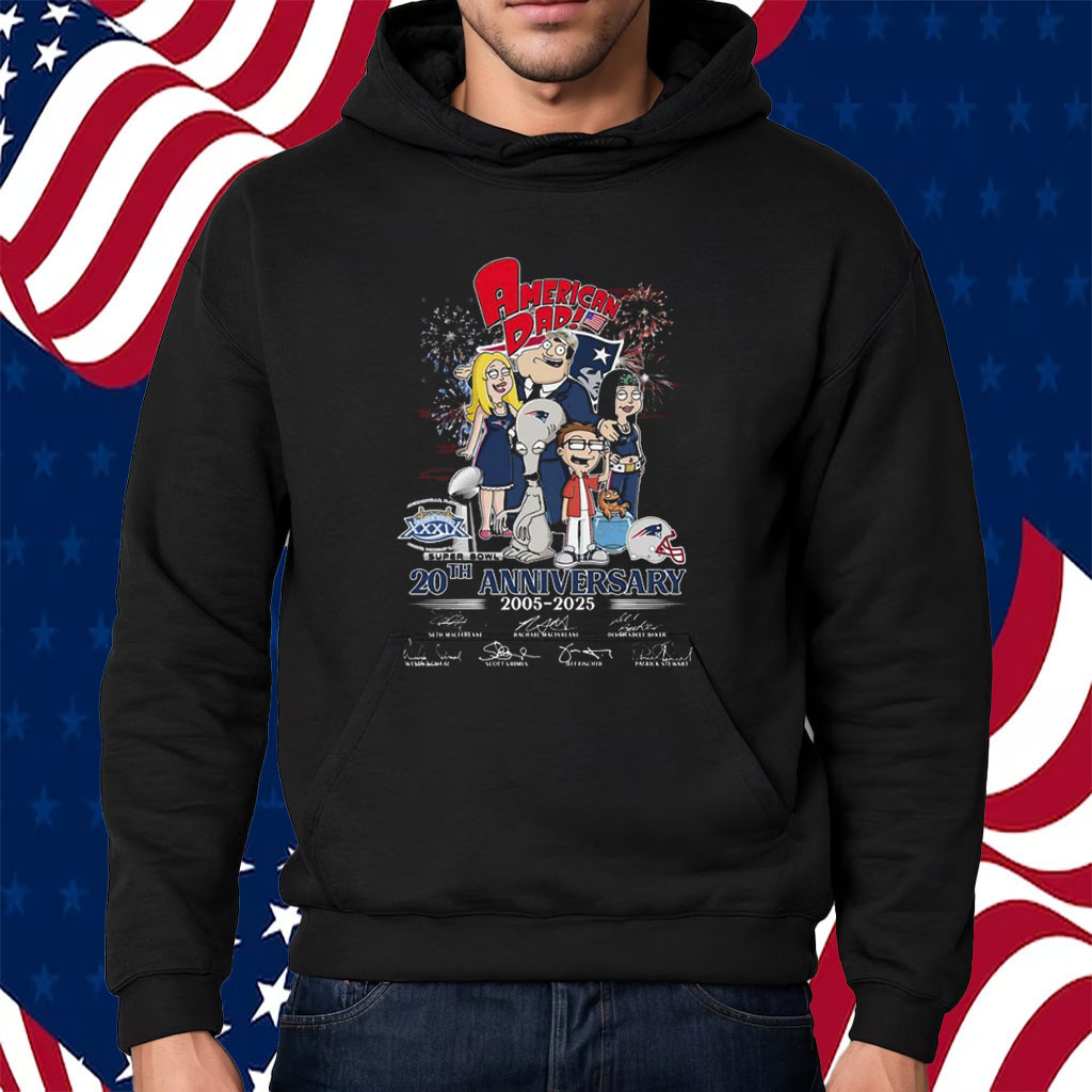 New England Patriots American Dad 20th Anniversary 2005-2025 Thank You For The Memories Shirt