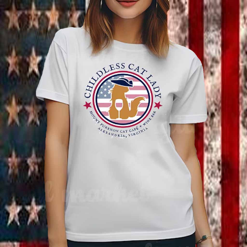Childless Cat Lady Mount Purrnon Cat Cafe Wing Bar Alexandria Virginia Shirt