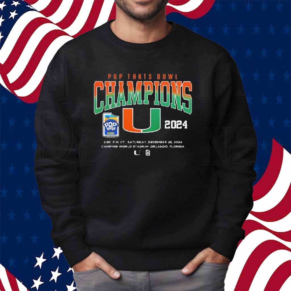 Miami Hurricanes Pop Tarts Bowl Champion 2024 Camping World Stadium Orlando Florida Shirt
