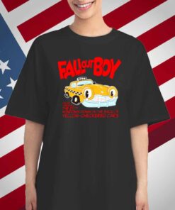Falloutboy Racing Through The City Windows Down In The Dark Of Yellow Checkered Cars T-Shirt