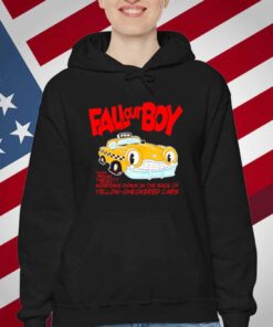 Falloutboy Racing Through The City Windows Down In The Dark Of Yellow Checkered Cars T-Shirt