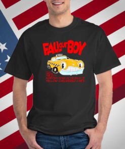 Falloutboy Racing Through The City Windows Down In The Dark Of Yellow Checkered Cars T-Shirt
