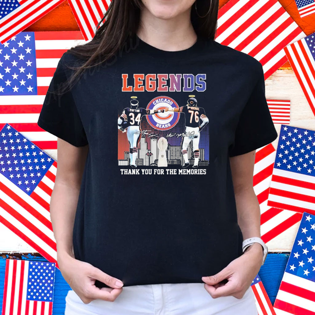 Walter Payton And Steve Mcmichael Legends Thank You For The Memories Chicago Bears Trophy Signatures Skyline Shirt