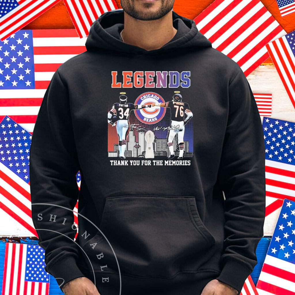 Walter Payton And Steve Mcmichael Legends Thank You For The Memories Chicago Bears Trophy Signatures Skyline Shirt