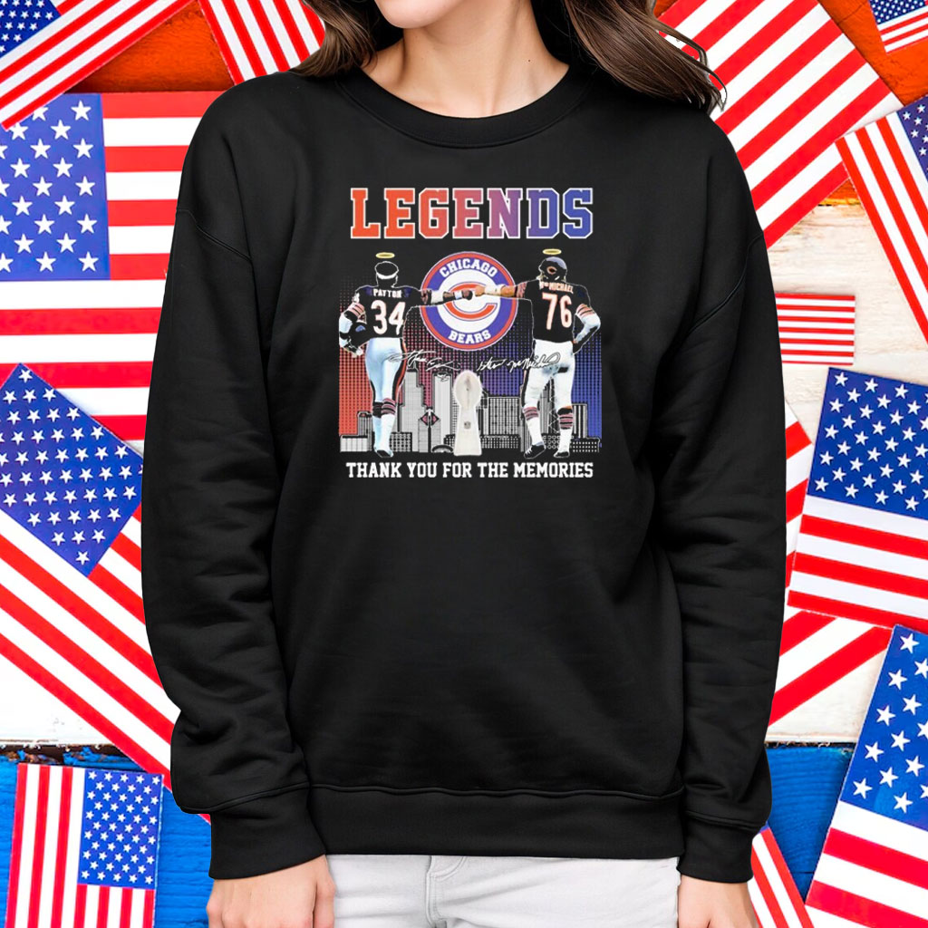 Walter Payton And Steve Mcmichael Legends Thank You For The Memories Chicago Bears Trophy Signatures Skyline Shirt