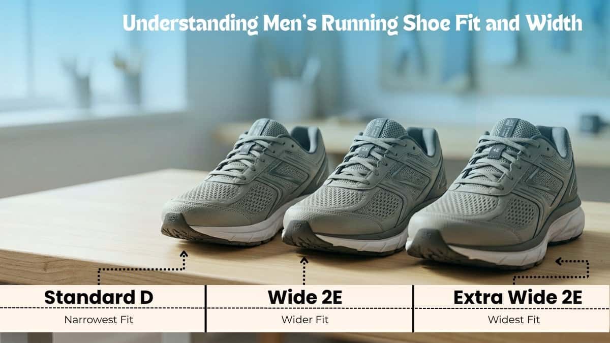 mens running shoe width guide D 2E 4E comparison