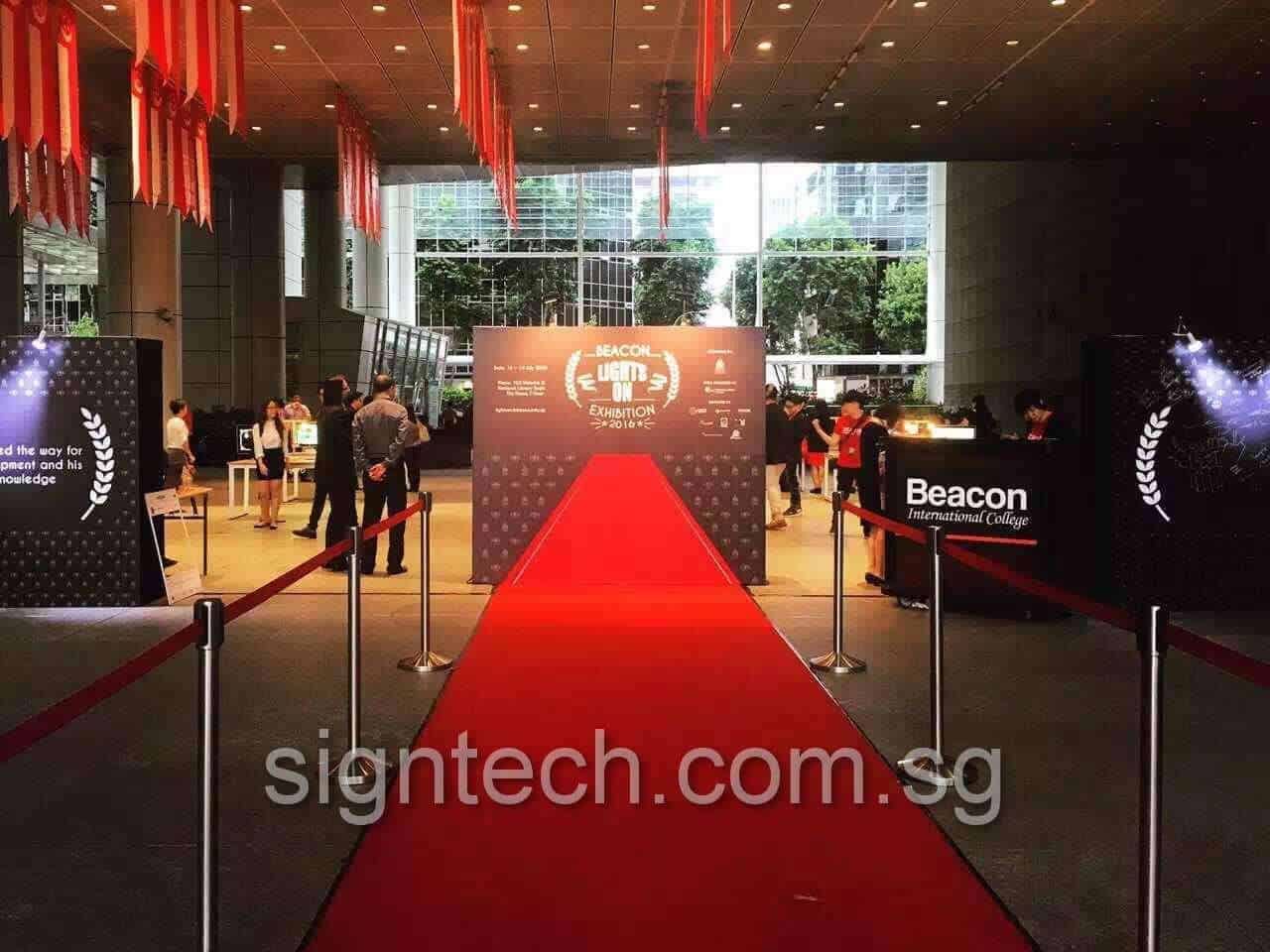 stage backdrop with 3D effects red carpet