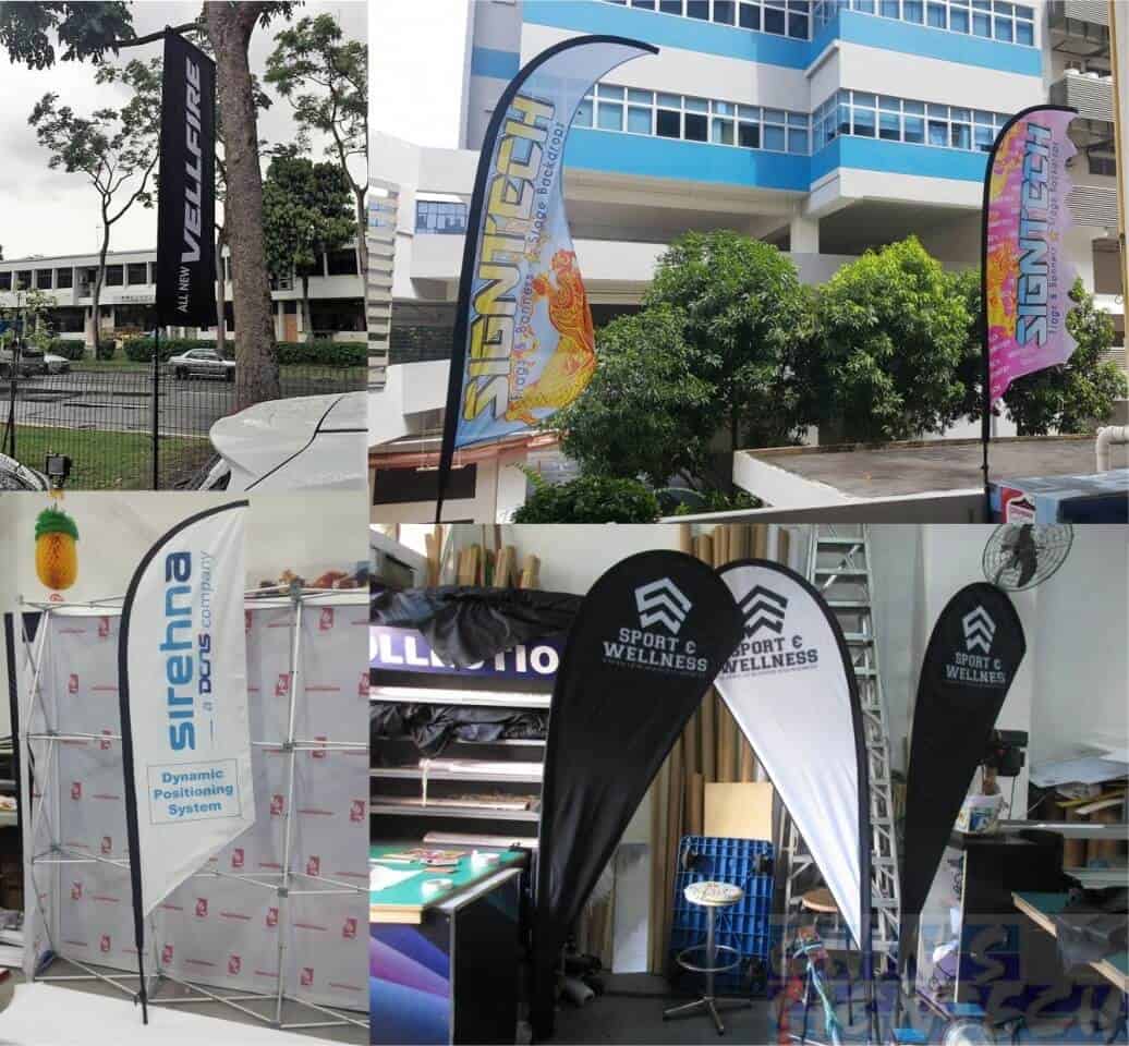 5 different shapes on Teardrop, Feather, Rectangle, S shape & Dragon Flying Flags from Signtech