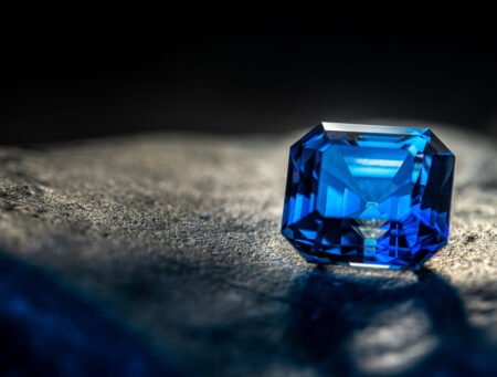Stunning blue gemstone set in elegant jewelry design.