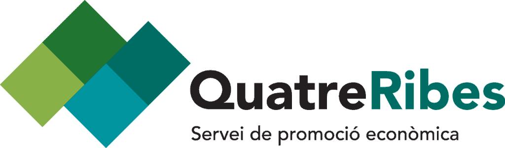 Logotip de Quatre Ribes, servei de promoció econòmica i simbiosi industrial dels municipis d'Argentona, Cabrera de Mar, Dosrius i Òrrius