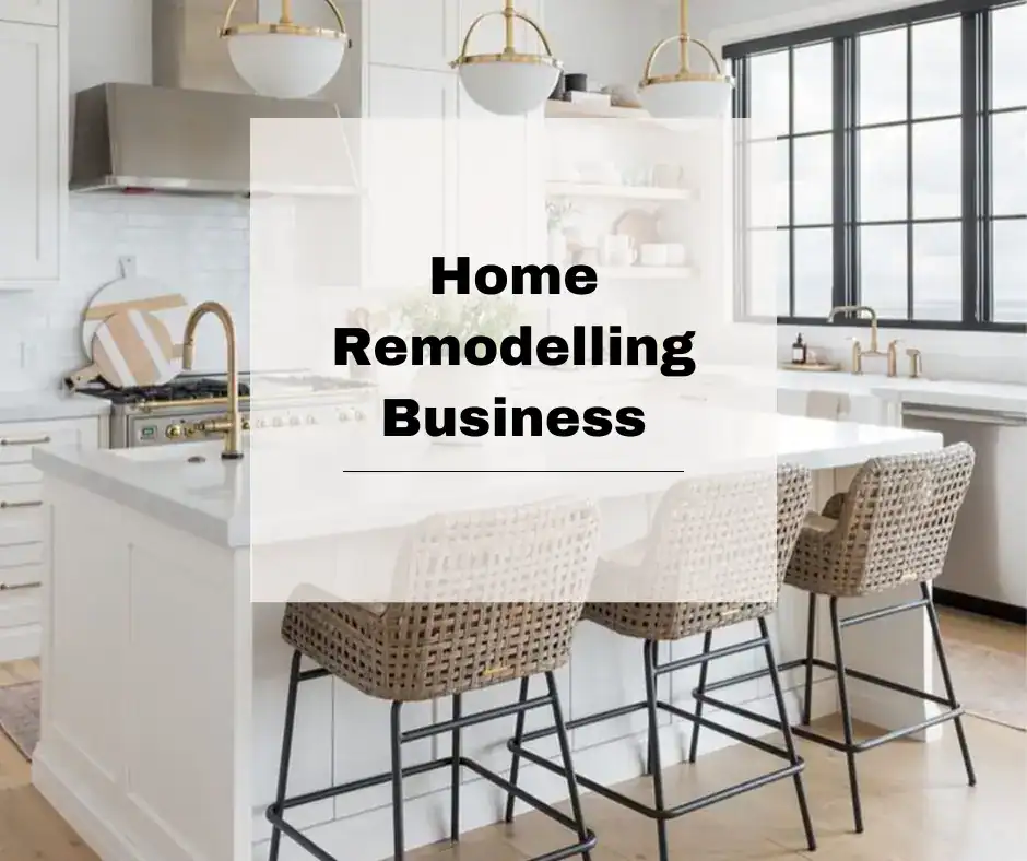 Modern white kitchen with gold fixtures, open shelving, and large windows, ideal for home remodeling businesses seeking stylish interior renovation ideas.