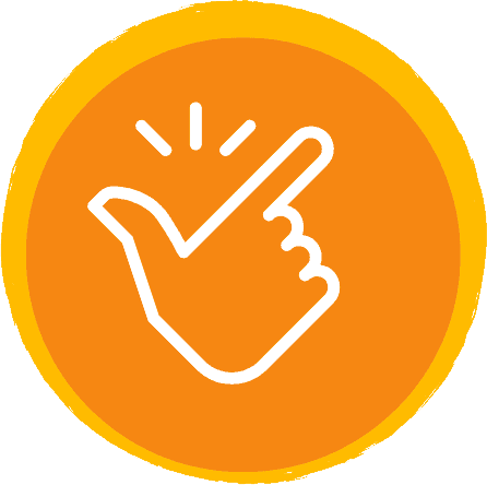 Hand icon with check mark, representing successful verification or approval.