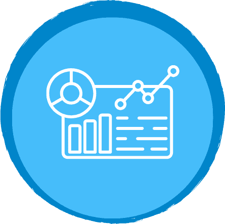 Data analytics and digital marketing performance chart icon.
