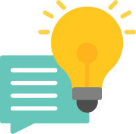 Brightly lit lightbulb with speech bubbles symbolizing innovative ideas and effective communication for Simply Be Found's branding.