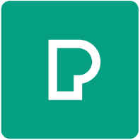 Unique logo design for Simply Be Found featuring a modern, minimalist style with a prominent "P" symbol on a vibrant teal background.