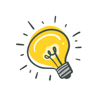Bright yellow light bulb icon representing innovative ideas and creativity for digital marketing and SEO strategies.