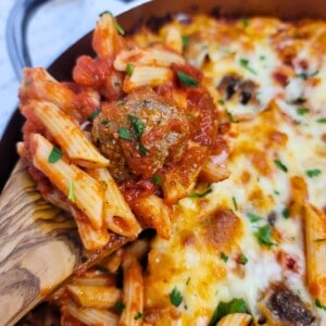Cheesy Meatball Pasta Bake