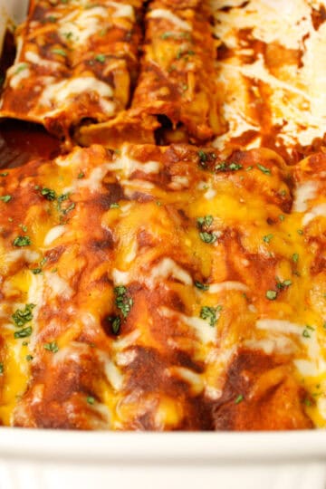Shredded Beef Enchiladas with Red Sauce