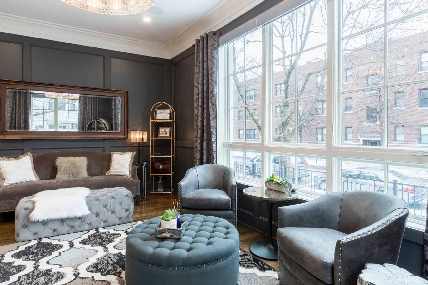 modern living room with stylish wall panelling