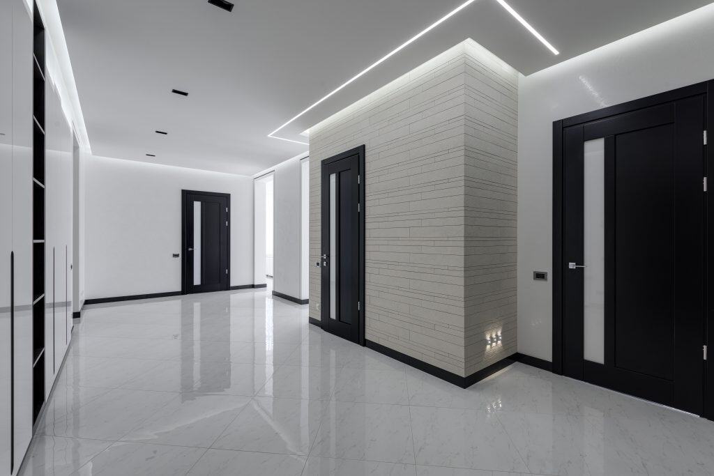 black matching skirting board and architrave
