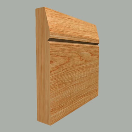 chamfered square v grooved oak skirting board