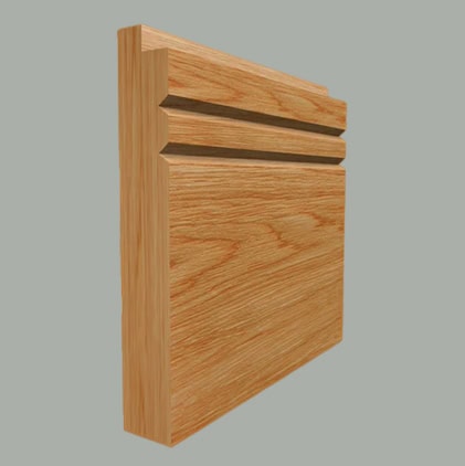 single step v grooved 2 oak skirting