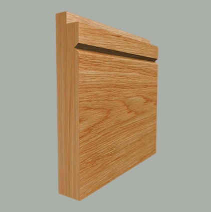 single step v grooved oak skirting