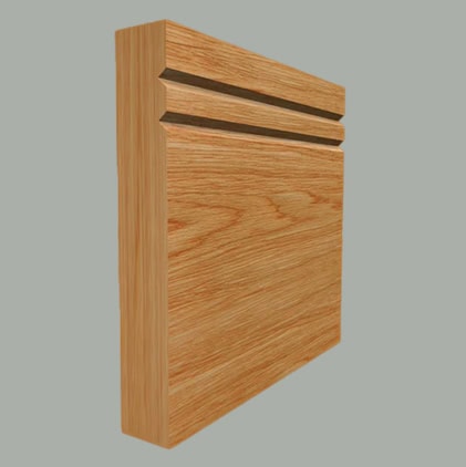 square edge v grooved 2 oak skirting