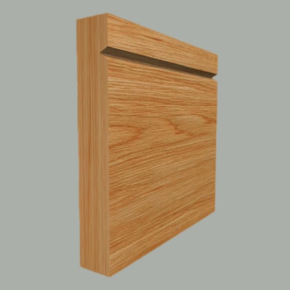 square edge v grooved oak skirting